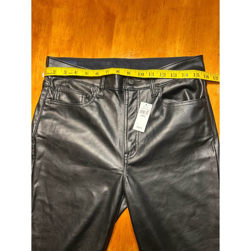 Gap High Rise Vintage Slim Faux Leather Pants Black Womens Edgy Quiet Luxury - Picture 6 of 11